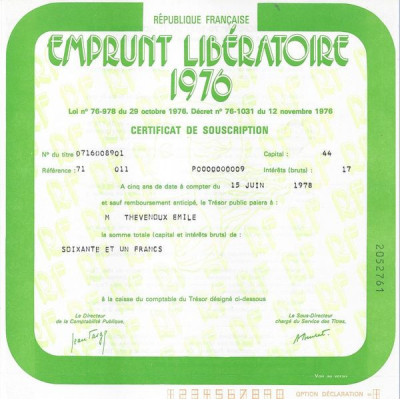 Emprunt Libératoire 1976