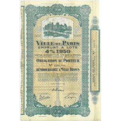Ville de Paris Emprunt à lots 4 % 1930