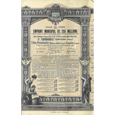 Ville de Paris Emprunt Municipal de 235 Millions (Titre provis. 1/4 Obl 400 F)
