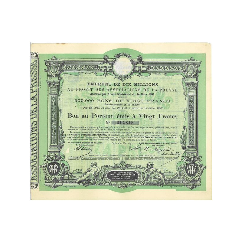 Emprunt de 10 Millions au Profit des Associations de la Presse