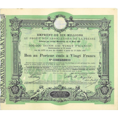 Emprunt de 10 Millions au Profit des Associations de la Presse