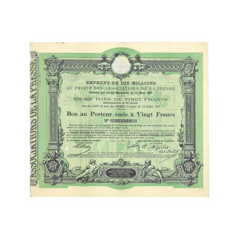 Emprunt de 10 Millions au Profit des Associations de la Presse