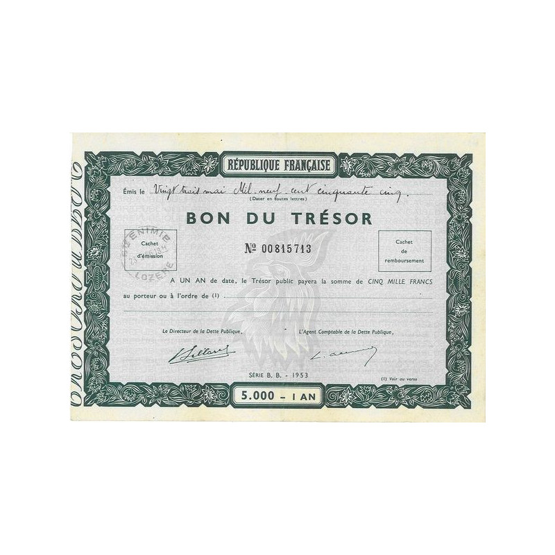 Bon du Trésor 1955