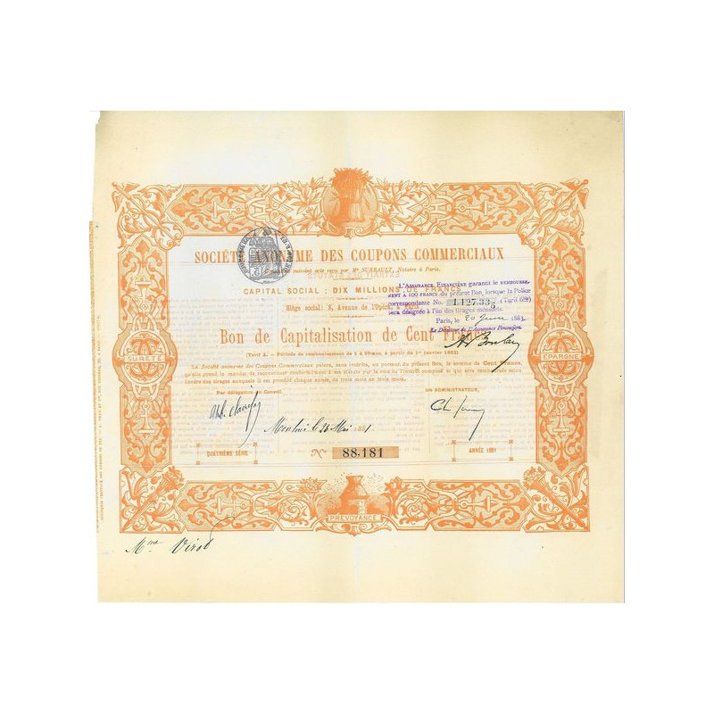 Société Anonyme des Coupons Commerciaux (1881)(Moulin)(Ep)