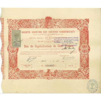 Société Anonyme des Coupons Commerciaux (1880)(Moulin)(avec vignette)