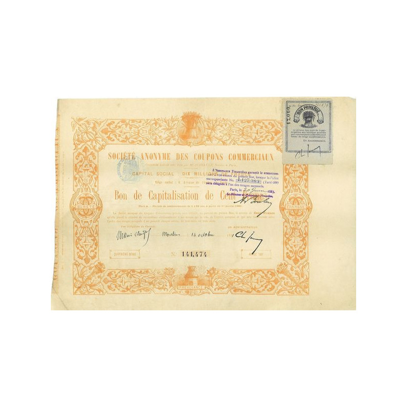 Société Anonyme des Coupons Commerciaux (1881)(Moulin)(Cap)