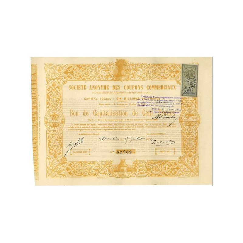 Société Anonyme des Coupons Commerciaux (1882)(Moulin)(Cap)