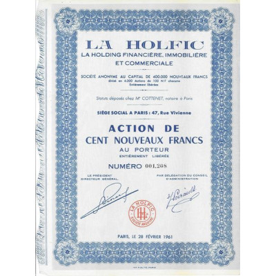 La Holfic - La Holding Financière Immobilière et Commerciale (Act 100 NF)