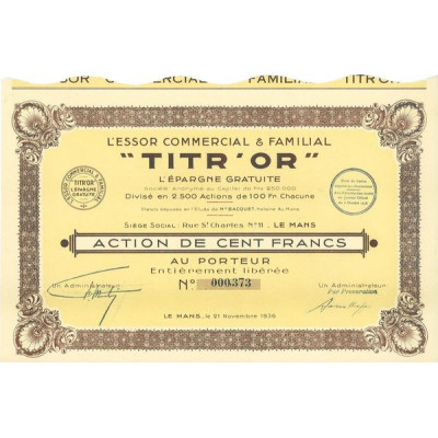 L'Essor Commercial & Familial "Titr'Or" L'Epargne Gratuite