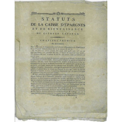 Statuts de la Caisse d'Epargne et de Bienfaisance du Citoyen Lafarge