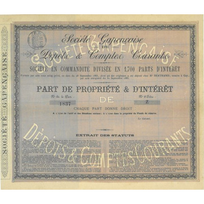 Société Gapençaise de Dépôts & Comptes Courants (blanquette)