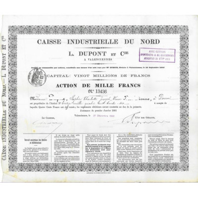 Caisse Industrielle du Nord L. Dupont & Cie à Valenciennes (Banque Dupont)(1900)