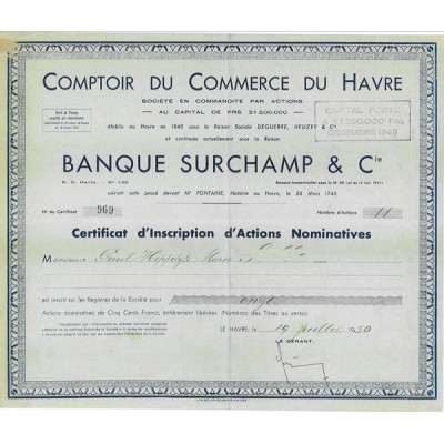 Comptoir du Commerce du Havre - Banque Surchamp & Cie (1950)
