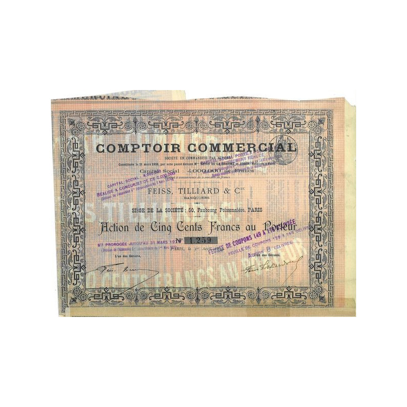 Comptoir Commercial Feiss Tilliard & Cie Banquiers