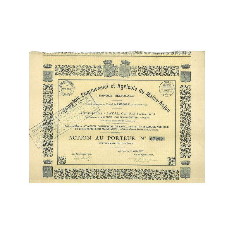 Comptoir Commercial et Agricole du Maine-Anjou - Banque Régionale