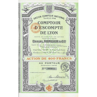 Comptoir d'Escompte de Lyon - Ancien Comptoir National fondé en 1848