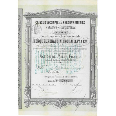 Caisse d'Escompte et de Recouvrement à Nancy et à Lunéville