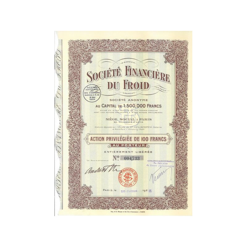 Société Financière du Froid (Act privil)