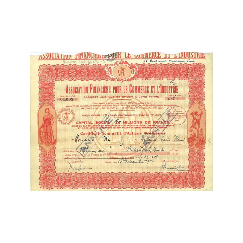 Association Financière pour le Commerce et l'Industrie (Certif Nomin)
