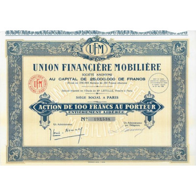 Union Financière Mobilière (Act 100 F)