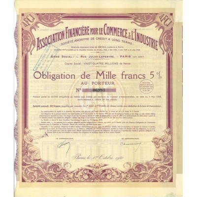 Association Financière pour le Commerce et l'Industrie (Obl)