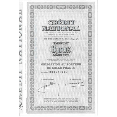 Crédit National - Emprunt 8.5 % Mars 1972