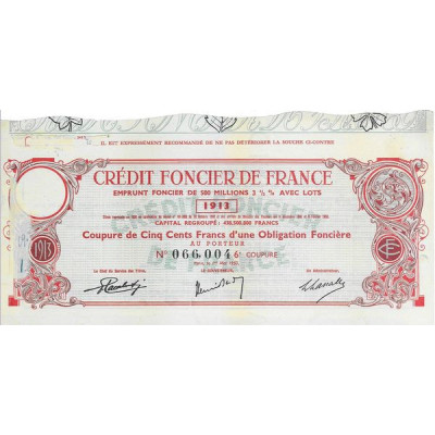 Crédit Foncier de France Emprunt Foncier 500 Millions 3 1/2 % avec lots