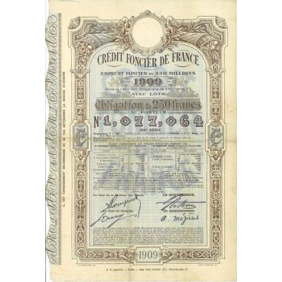 Crédit Foncier de France Emprunt Foncier 350 Millions 3 % 1909