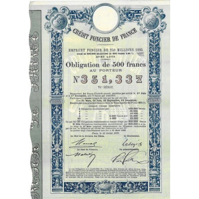 Crédit Foncier de France Emprunt Foncier 250 Millions 2.80 % 1895