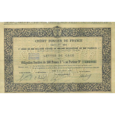 Crédit Foncier de France Lettre de Gage