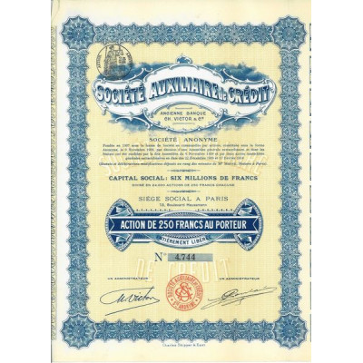 Société Auxiliaire de Crédit Anciennement Banque Ch. Victor & Cie