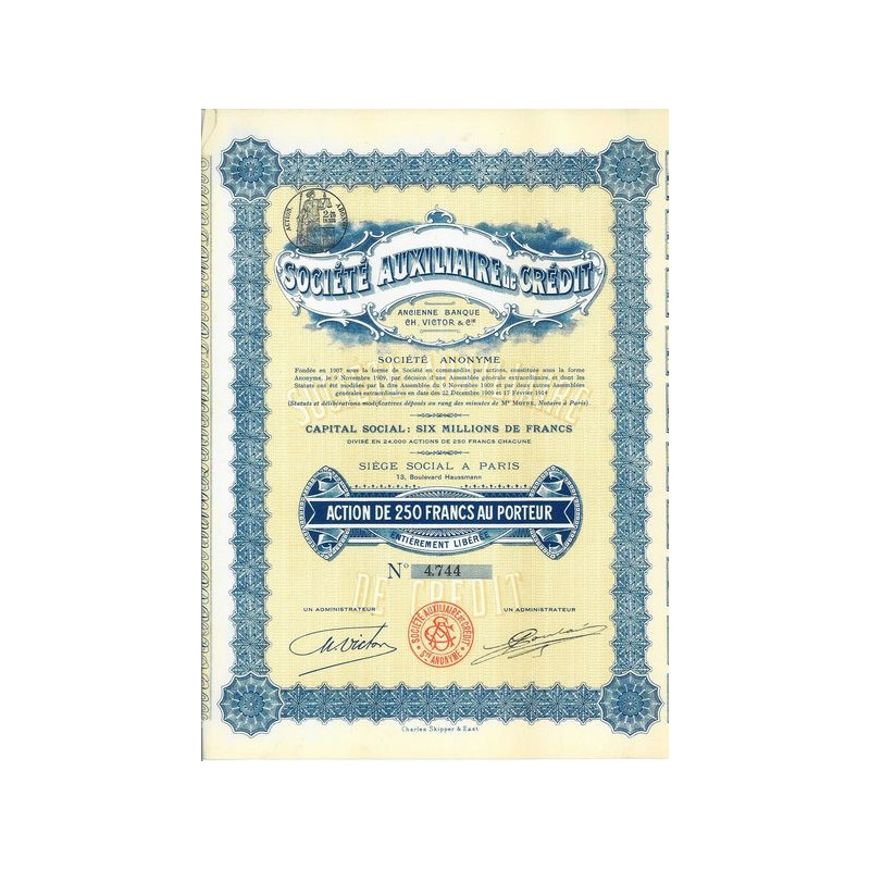Société Auxiliaire de Crédit Anciennement Banque Ch. Victor & Cie