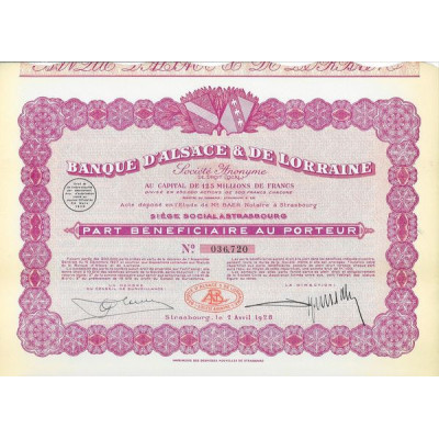 Banque d'Alsace & de Lorraine (PB)