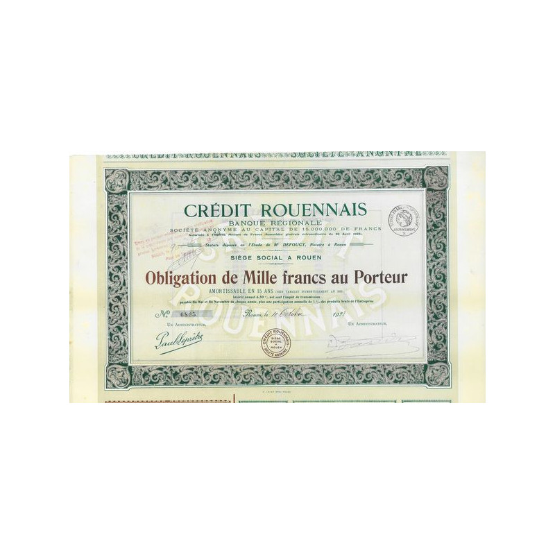 Crédit Rouennais - Banque Régionale (Obl 1000 F)