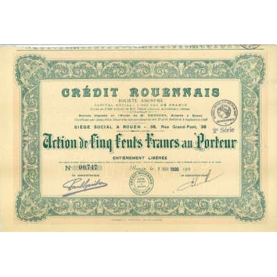 Crédit Rouennais - Banque Régionale (Act 500 F)