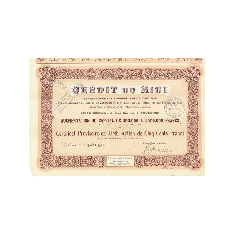 Crédit du Midi - Société Générale Immobilière d'Entreprises Commerciales et Industrielles