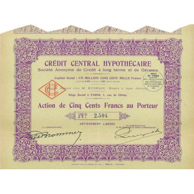 Crédit Central Hypothécaire - Société Anonyme de Crédit à Long Terme et de Gérance