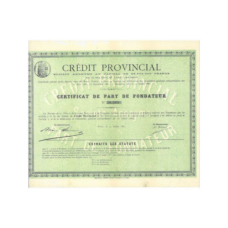 Crédit Provincial (Certif)