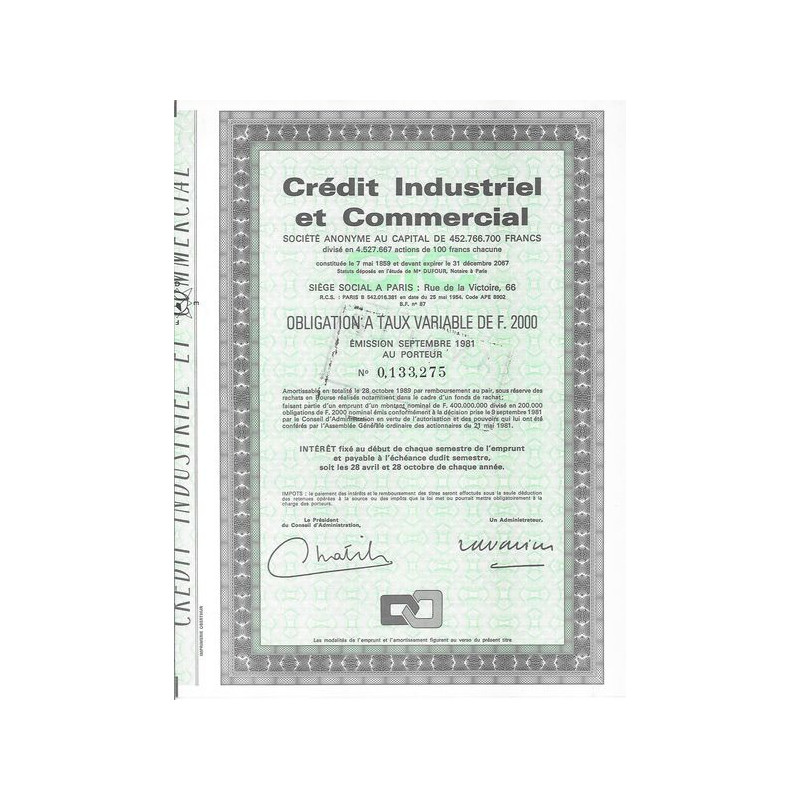 Crédit Industriel et Commercial (CIC) (Obl 2000 F)