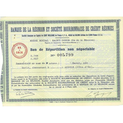 Banque de la Réunion et Société Bourbonnaise de Crédit Réunies