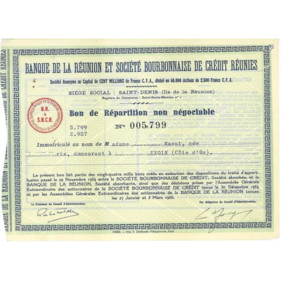 Banque de la Réunion et Société Bourbonnaise de Crédit Réunies