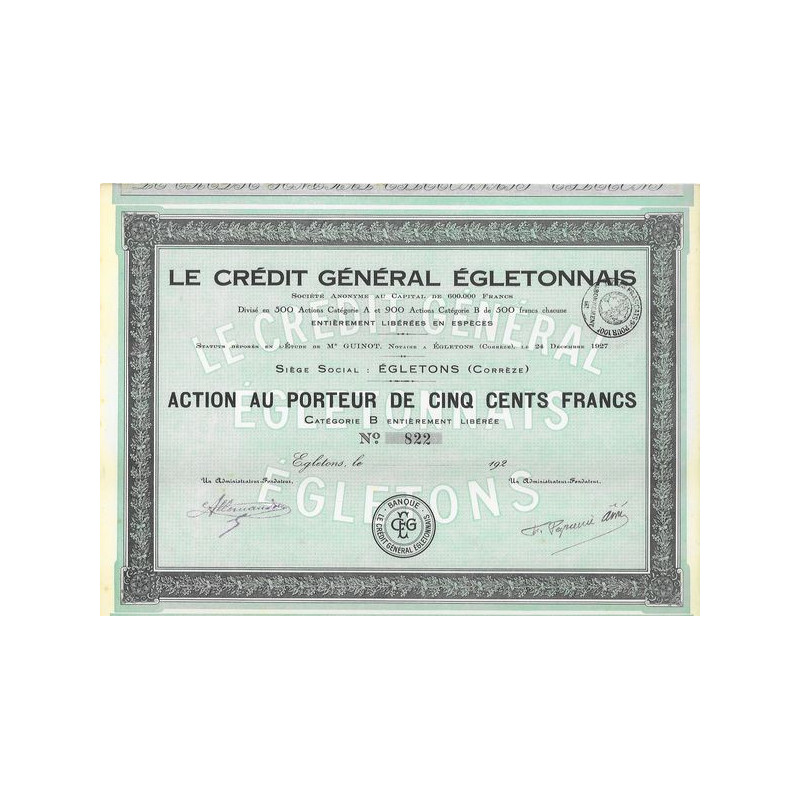 Le Crédit Général Egletonnais