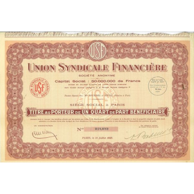 Union Syndicale Financière (1/4 de part)