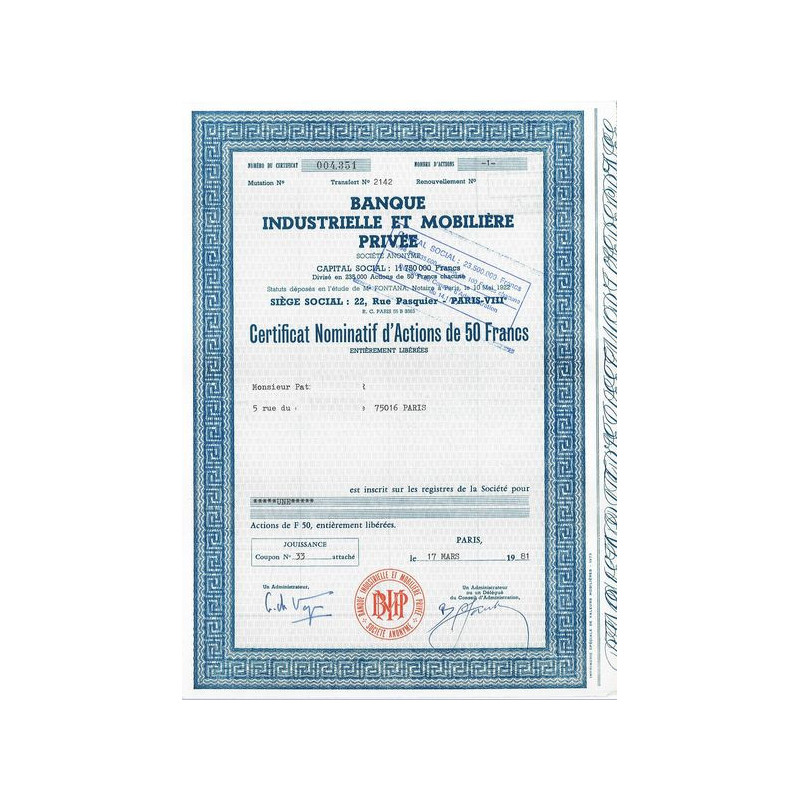 Banque Industrielle et Mobilière Privée