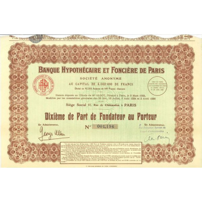 Banque Hypothécaire et Foncière de Paris (10ème PF)