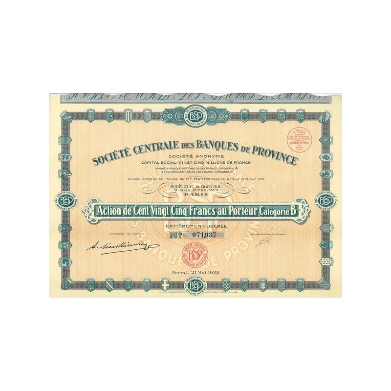 Société Centrale des Banques de Province (Act 125 F)