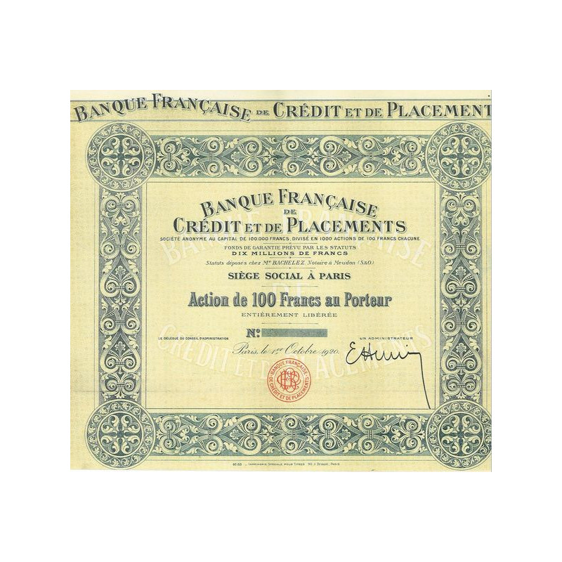 Banque Française de Crédit et de Placements (blanquette)