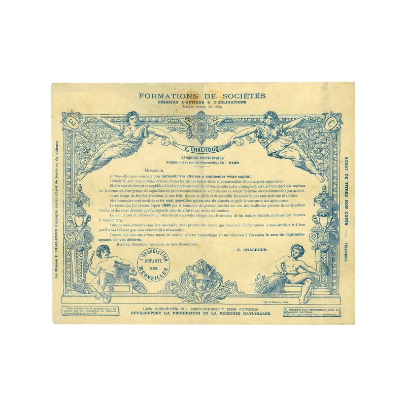 Formations de Sociétés E. Chalhoub Banquier-Propriétaire