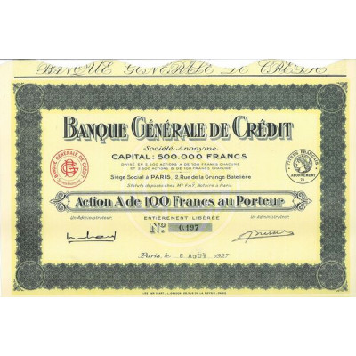 Banque Générale de Crédit (Act A 100 F)