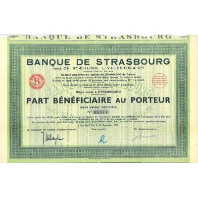 Banque de Strasbourg (anc CH. STAEHLING - L. VALENTIN & Cie) (PB)